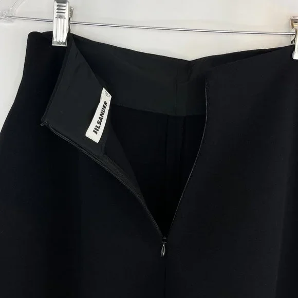 SOLD: Jil Sander Black A-Line High Waisted Wool Blend Skirt - Picture 9 of 10